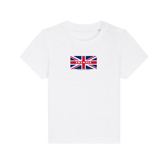 Swansea Flag Baby T-Shirt - White