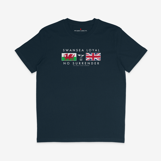 Swansea Loyal Wales and Union Flag T-shirt - Navy