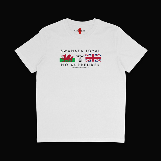 Swansea Loyal Wales and Union Flag T-shirt - White