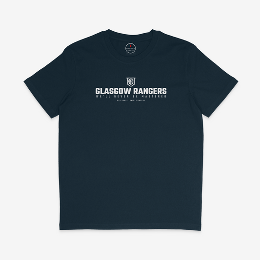 (Sale) Rangers We'll Never Be Mastered T-shirt - Small Navy