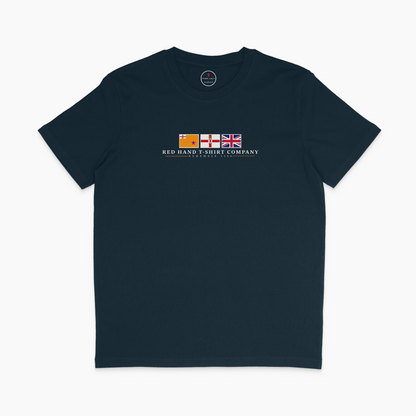 RHTC Three Flags T-shirt: Black, White, Navy, Blue, Orange, Burgundy