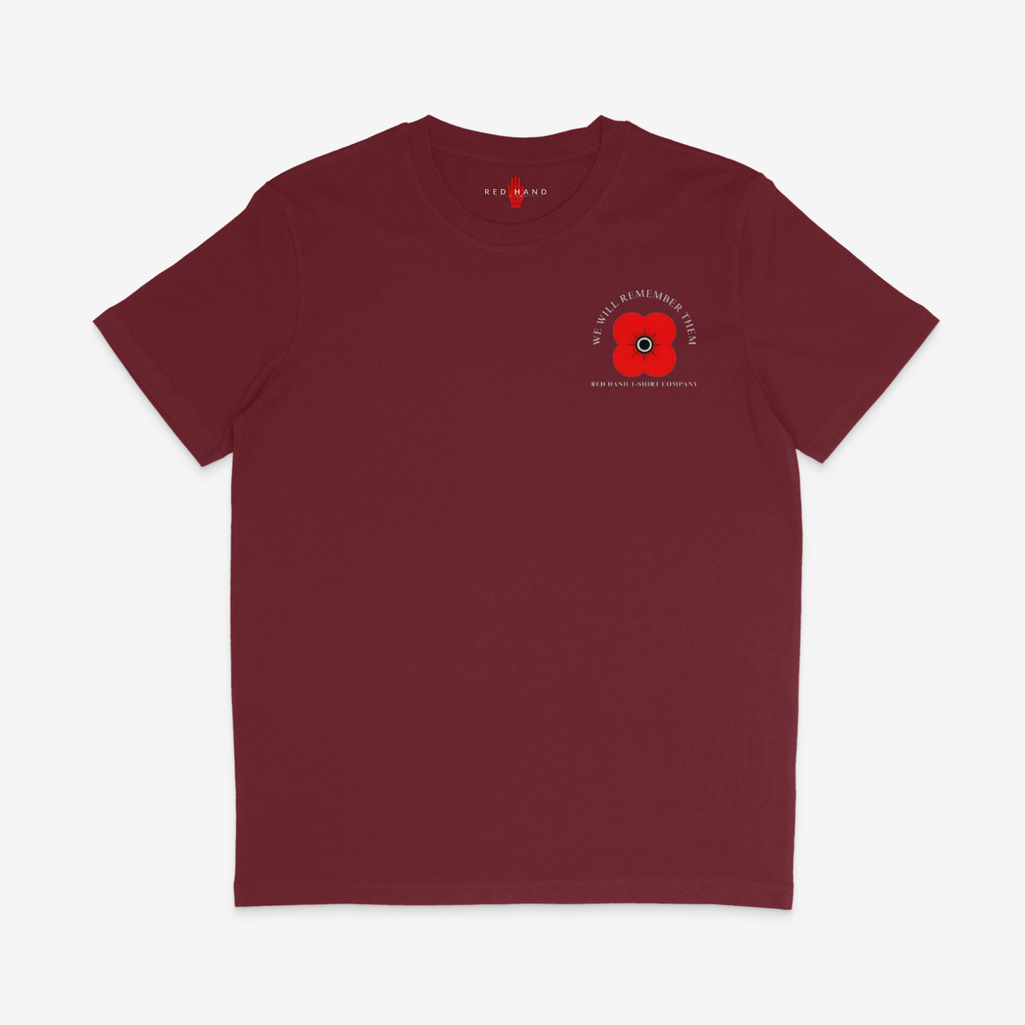 (Sale) We Will Remember Them Poppy T-Shirt - Small Burgundy