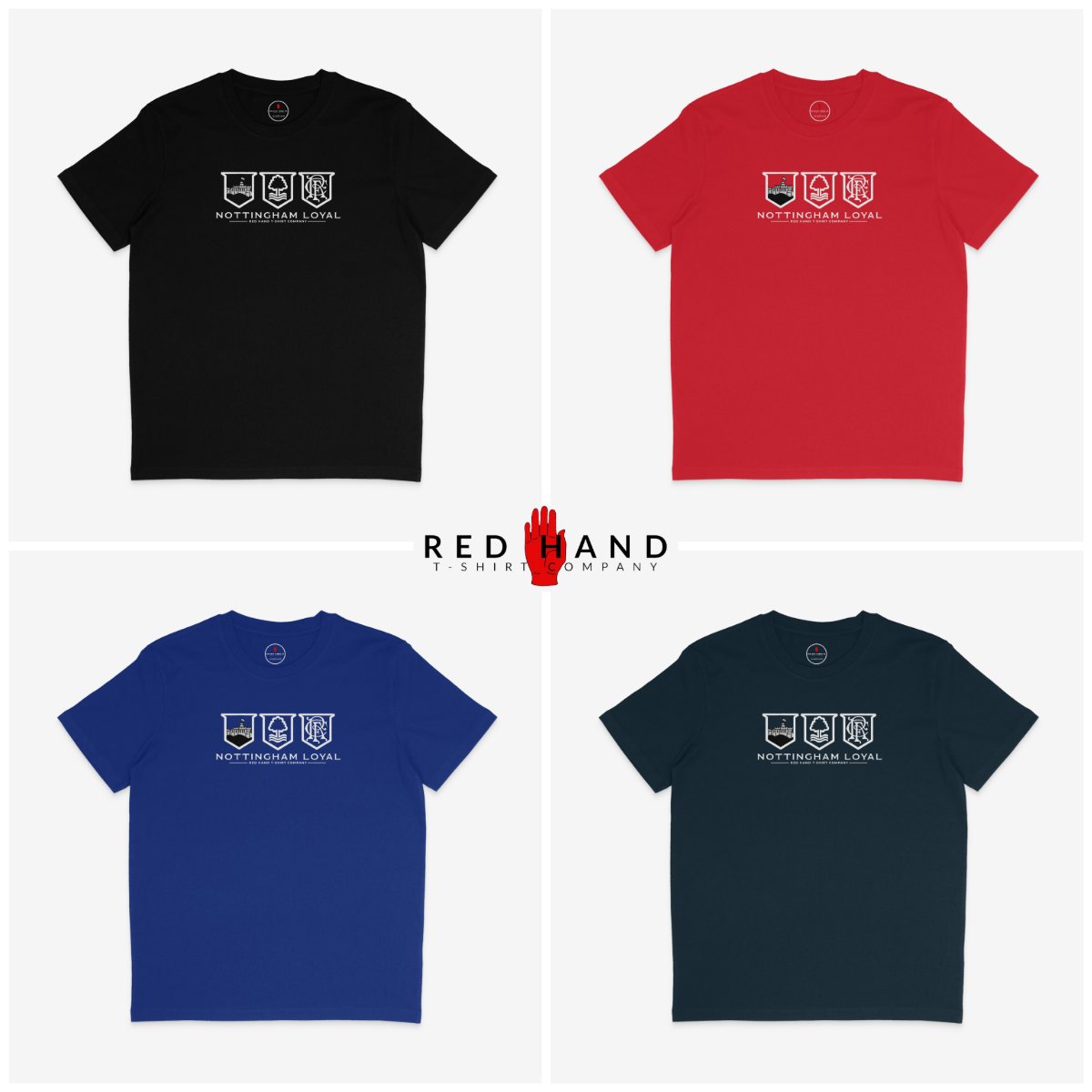 Forest, Rangers & Linfield T-shirt: Black, Navy, Red, Blue