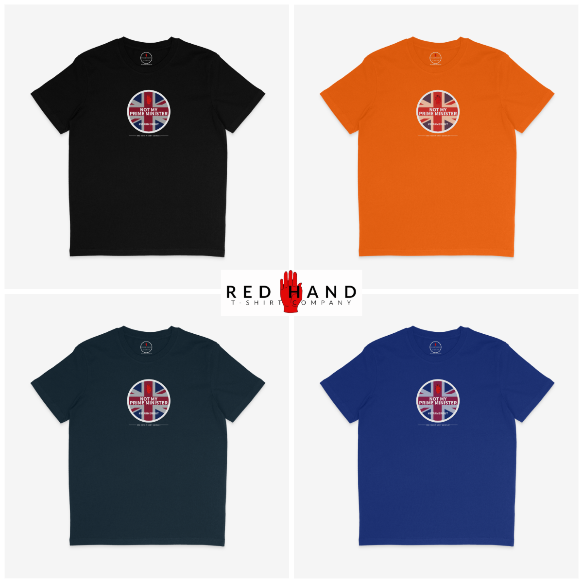 Starmer Out T-shirt: Black, Blue, Navy, Orange