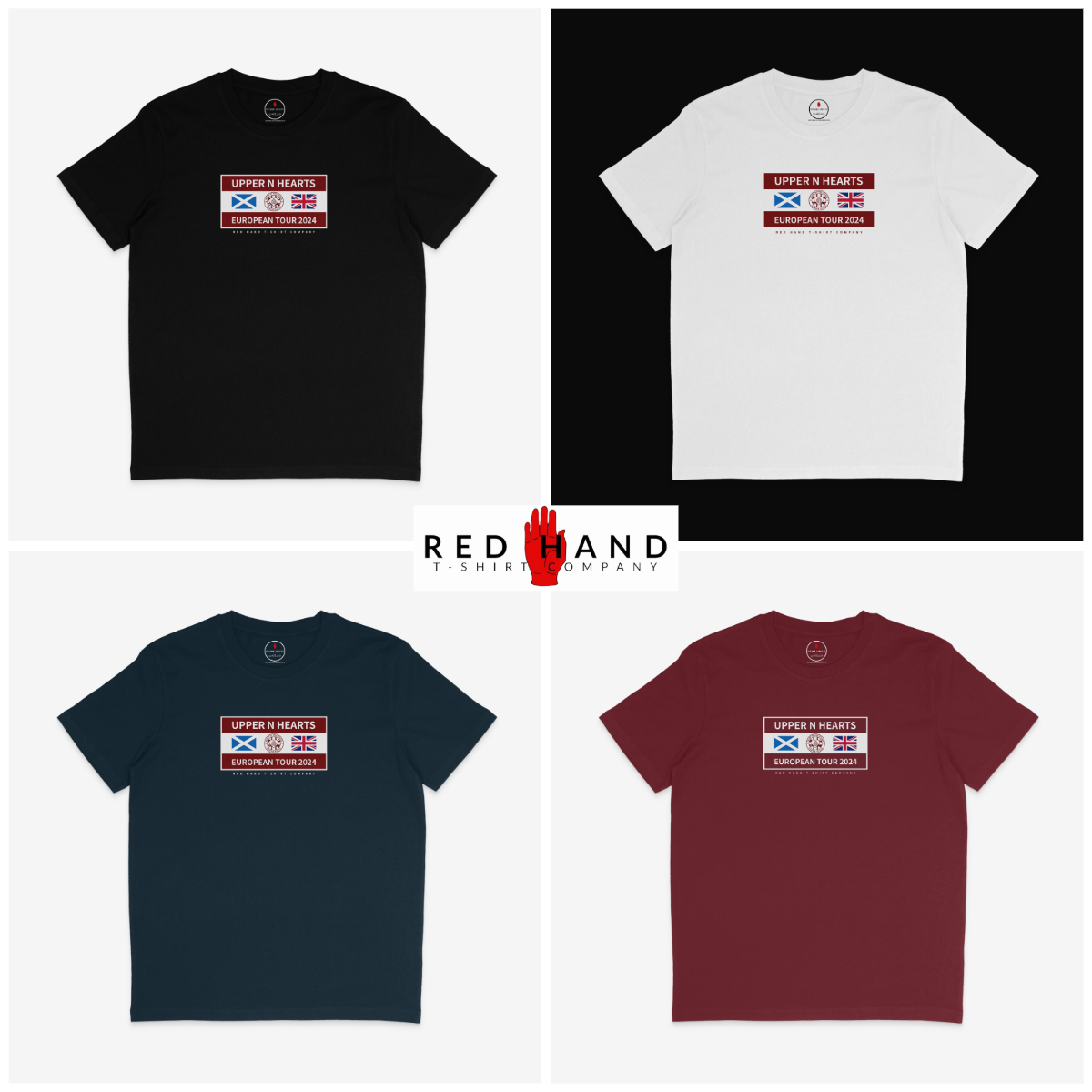 Upper N European Tour T-shirt: Black, Navy, White, Burgundy