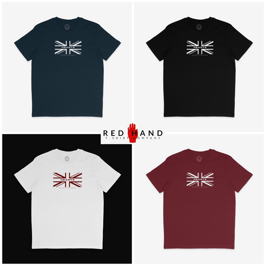 Hearts Union Flag T-shirt: Black, Navy, Burgundy, White